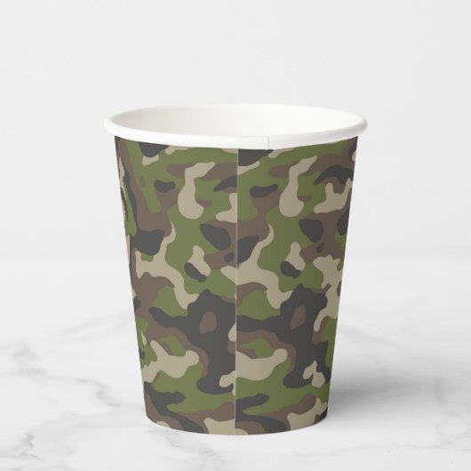 Green Camouflage Pattern Papieren Bekers (Rechts)