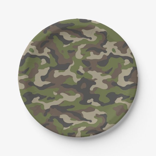 Green Camouflage Pattern Papieren Bordje (Voorkant)