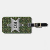 Green Camouflage Pattern Sheriff Badge Monogram Bagagelabel (Voorkant horizontaal)