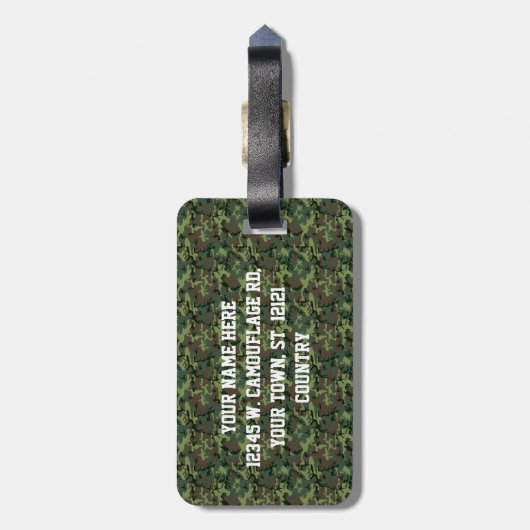 Green Camouflage Pattern Sheriff Badge Monogram Bagagelabel (Achterkant verticaal)