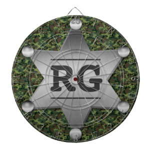 Green Camouflage Pattern Sheriff Badge Monogram Dartbord