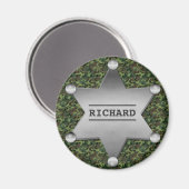 Green Camouflage Pattern Sheriff Name Badge Magneet (Voorkant / Achterkant)