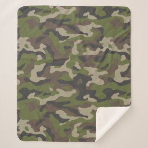Green Camouflage Pattern Sherpa Deken