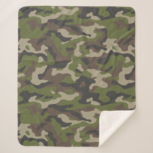 Green Camouflage Pattern Sherpa Deken (Voorkant)