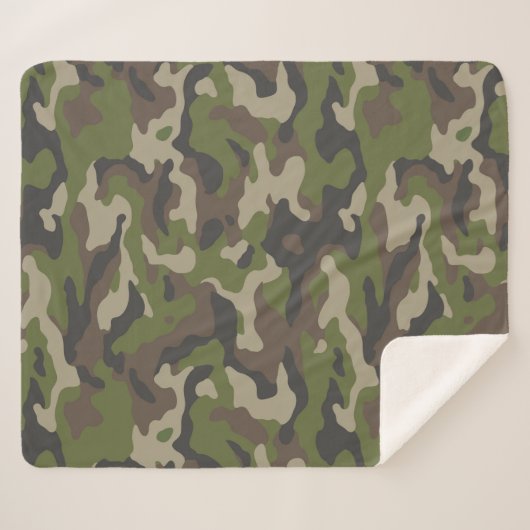 Green Camouflage Pattern Sherpa Deken (Voorkant (horizontaal))
