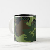 Green Camouflage Pattern Tweekleurige Koffiemok (Voorkant links)
