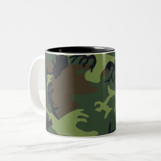 Green Camouflage Pattern Tweekleurige Koffiemok (Voorkant links)