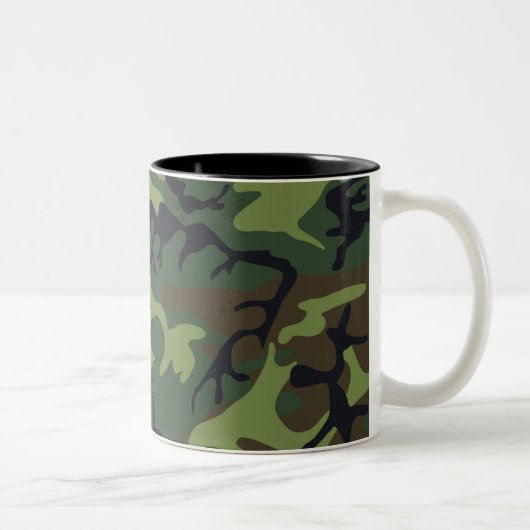 Green Camouflage Pattern Tweekleurige Koffiemok (Rechts)