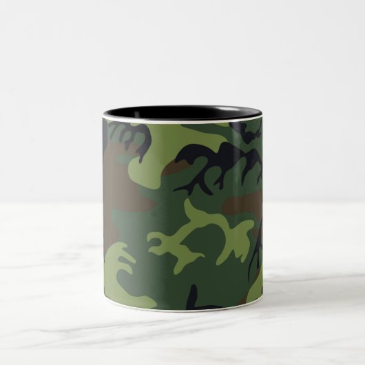 Green Camouflage Pattern Tweekleurige Koffiemok (Center)