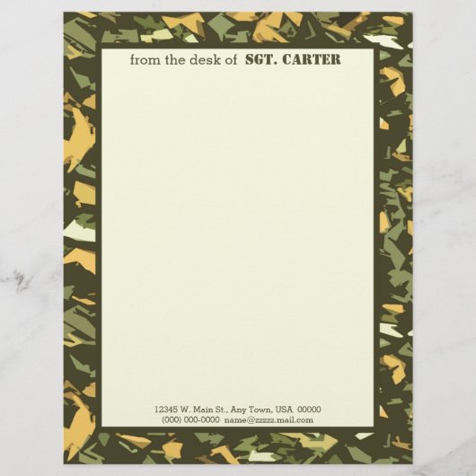 Green Camouflage Persoonlijke Letterhead (Voorkant)