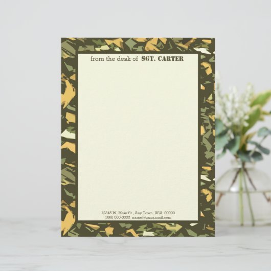 Green Camouflage Persoonlijke Letterhead (Staand voorkant)
