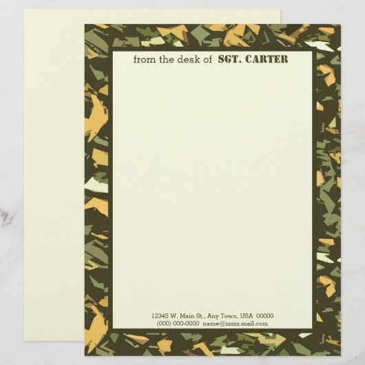 Green Camouflage Persoonlijke Letterhead (Voorkant / Achterkant)