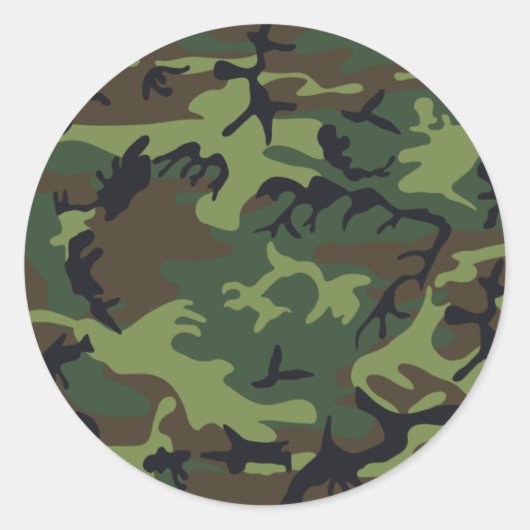 Green-camouflage Ronde Sticker (Voorkant)