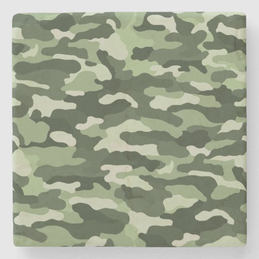 Green Camouflage Stenen Onderzetter (Voorkant)