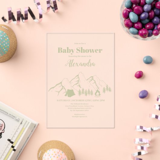 Green Camping Baby shower Acryl Uitnodigingen (Insitu (Viering))