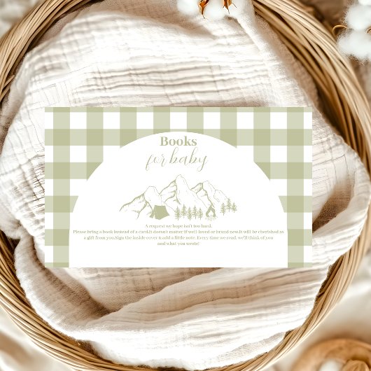 Green Camping Baby shower Boeken voor Baby Informatiekaartje