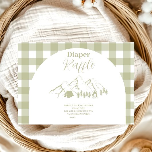 Green Camping Baby shower Informatiekaartje