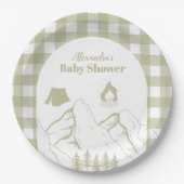 Green Camping Baby shower Papieren Bordje (Voorkant)