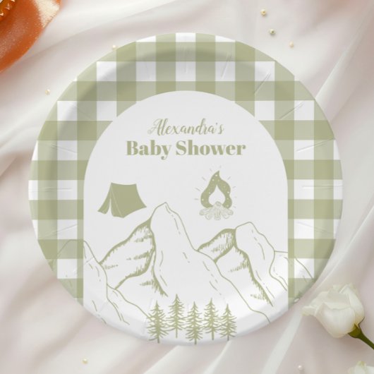 Green Camping Baby shower Papieren Bordje