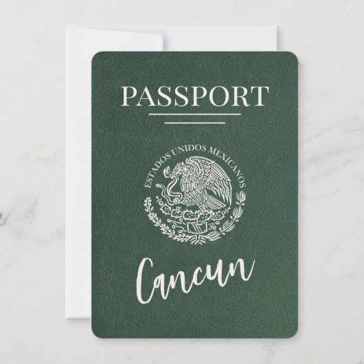 Green Cancun Passport Bewaar de datum Save The Date (Achterkant)