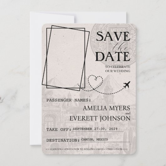 Green Cancun Passport Bewaar de datum Save The Date (Voorkant)