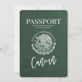 Green Cancun Passport Wedding Kaart (Achterkant)