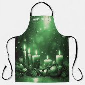 Green Candles Christmas Holiday Apron Schort (Voorkant)