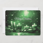 Green Candles Christmas Holiday Card Feestdagenkaart (Voorkant)