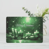 Green Candles Christmas Holiday Card Feestdagenkaart (Staand voorkant)