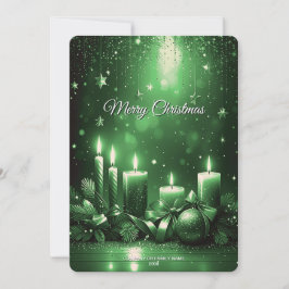 Green Candles Christmas Holiday Card Feestdagenkaart