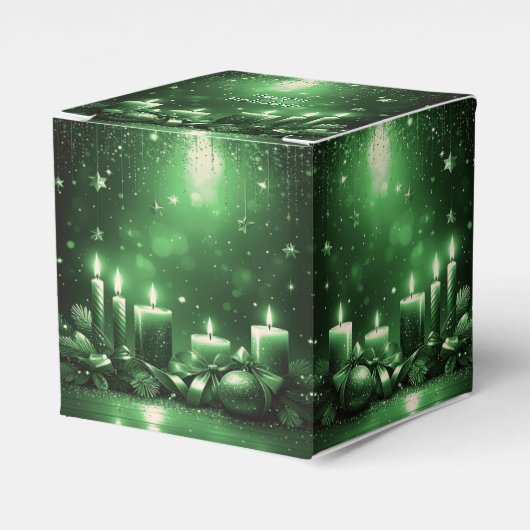 Green Candles Christmas Holiday Favor Box Bedankdoosjes (Voorkant Zijde)