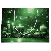 Green Candles Christmas Holiday Gift Bag Groot Cadeauzakje (Voorkant)