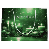 Green Candles Christmas Holiday Gift Bag Groot Cadeauzakje (Achterkant)
