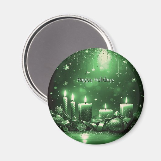 Green Candles Christmas Holiday Magnet (Voorkant / Achterkant)