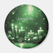 Green Candles Christmas Holiday Magnet (Voorkant)