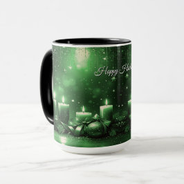 Green Candles Christmas Holiday Mug Mok