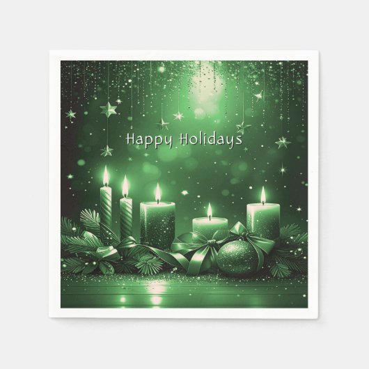 Green Candles Christmas Holiday Napkin Servet (Voorkant)
