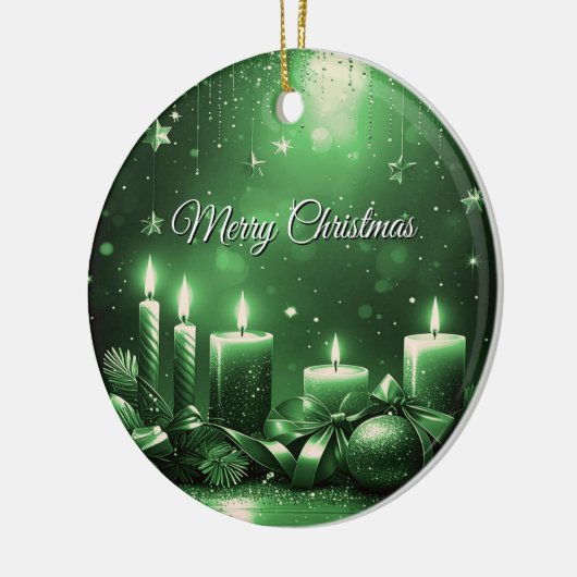 Green Candles Christmas Holiday Ornament (Links)