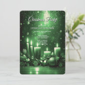 Green Candles Christmas Holiday Party Invitation Kaart (Staand voorkant)