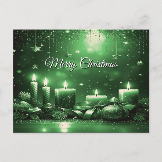 Green Candles Christmas Holiday Postcard Briefkaart (Voorkant)