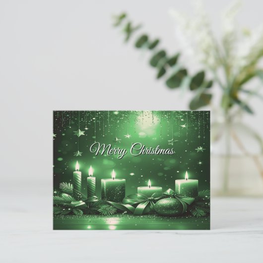 Green Candles Christmas Holiday Postcard Briefkaart (Staand voorkant)