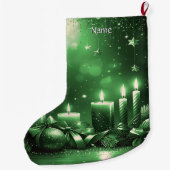 Green Candles Christmas Holiday Stocking Grote Kerstsok (Achterkant)