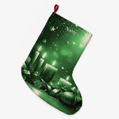 Green Candles Christmas Holiday Stocking Grote Kerstsok (Voorkant (Hangend))