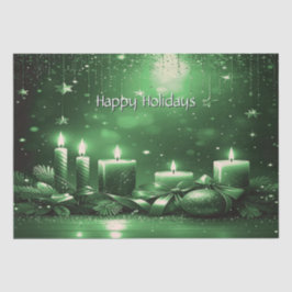 Green Candles Christmas Holiday Tissue Paper Tissuepapier