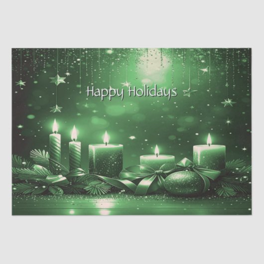 Green Candles Christmas Holiday Tissue Paper Tissuepapier (Voorkant)