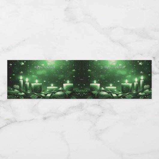 Green Candles Christmas Holiday Water Bottle Label Waterfles Etiket (Enkel label)