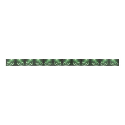 Green Candles Christmas Satin Ribbon Satijnen Lint (Voorkant)
