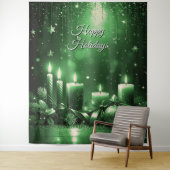 Green Candles Holiday Backdrop Wandkleed (In situ)
