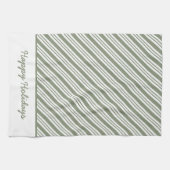 Green Candy Cane Gestreept Kerstfeest Theedoek (Horizontaal)