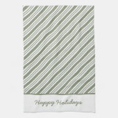 Green Candy Cane Gestreept Kerstfeest Theedoek (Verticaal)